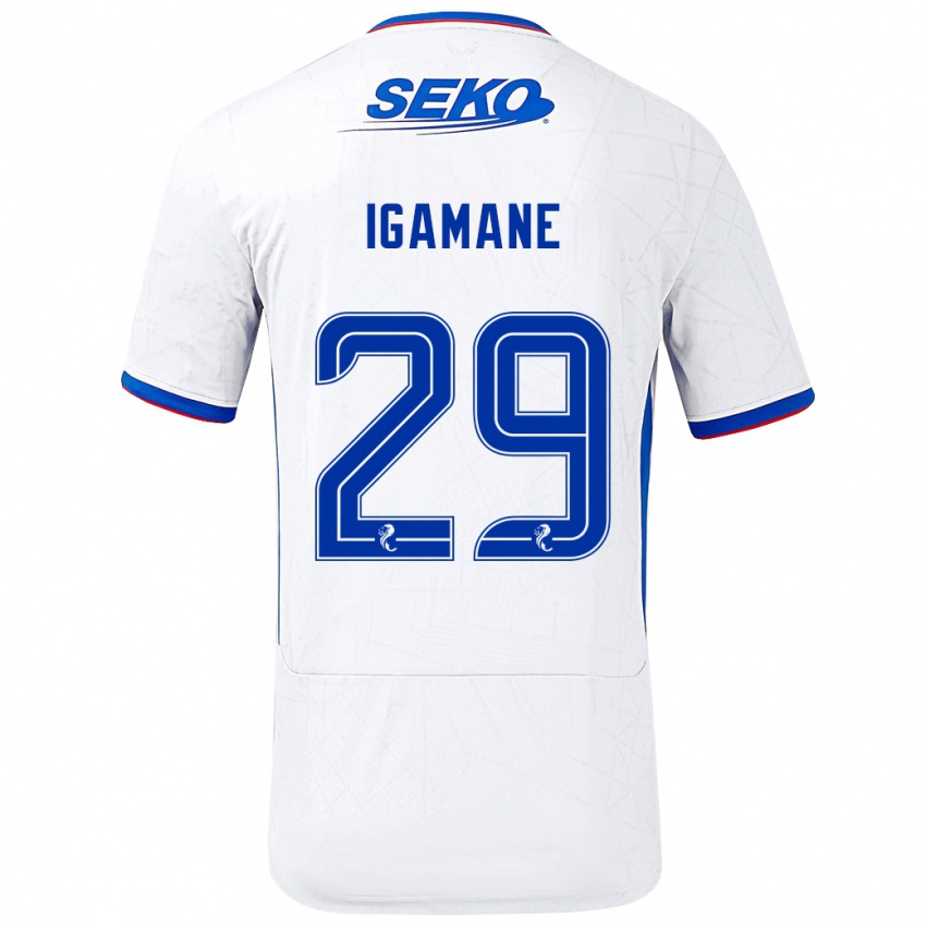 Niño Camiseta Hamza Igamane #29 Blanco Azul 2ª Equipación 2024/25 La Camisa Perú