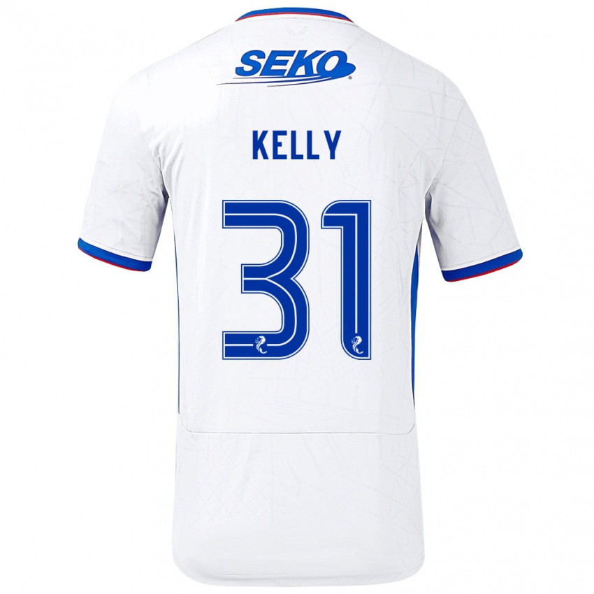 Niño Camiseta Liam Kelly #31 Blanco Azul 2ª Equipación 2024/25 La Camisa Perú