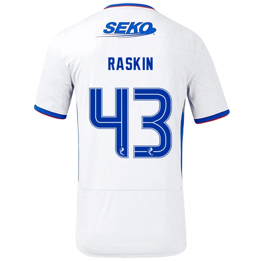 Niño Camiseta Nicolas Raskin #43 Blanco Azul 2ª Equipación 2024/25 La Camisa Perú