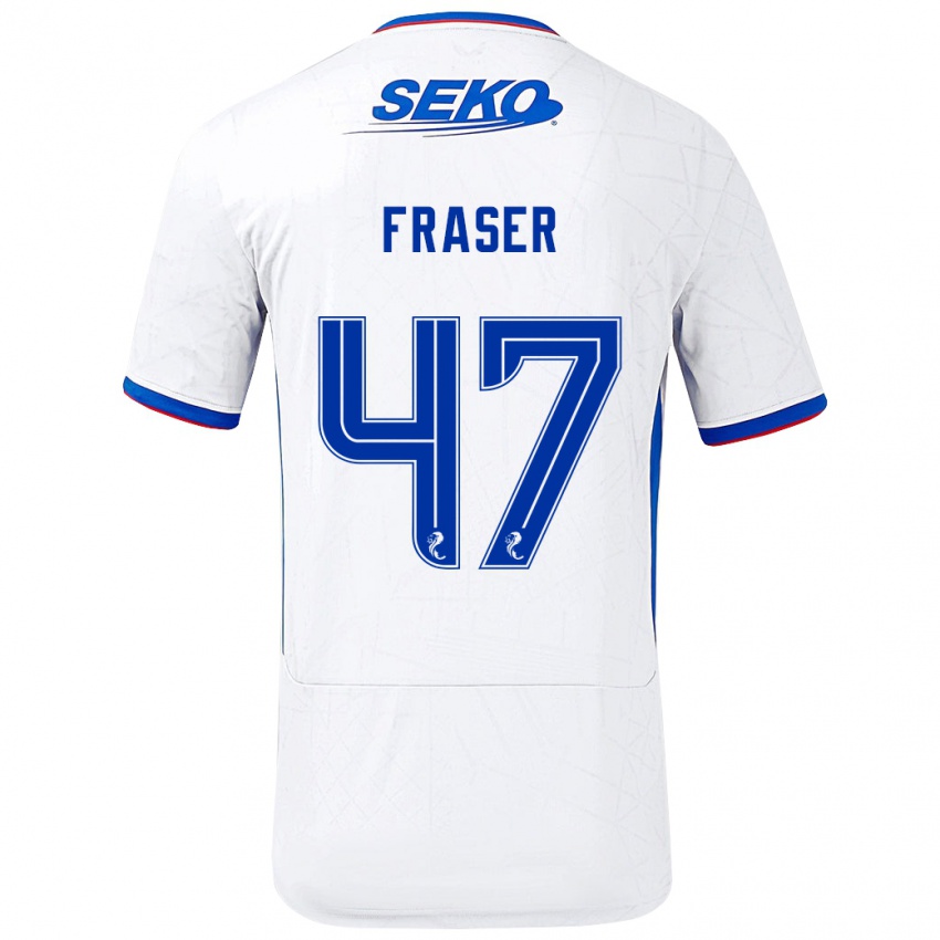 Niño Camiseta Robbie Fraser #47 Blanco Azul 2ª Equipación 2024/25 La Camisa Perú