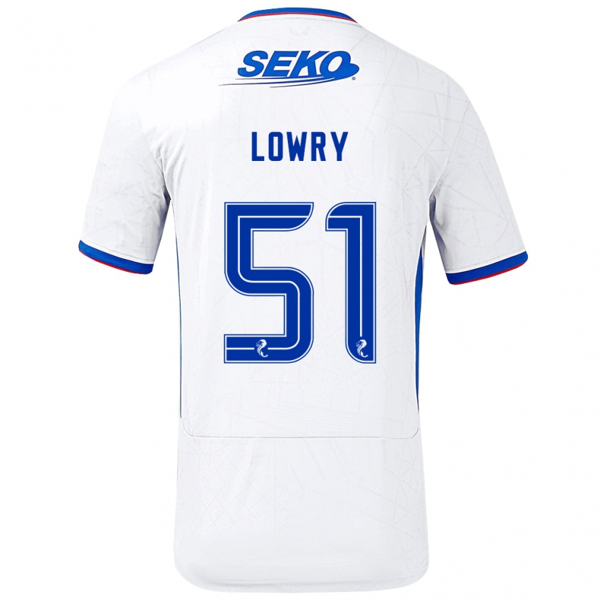 Niño Camiseta Alex Lowry #51 Blanco Azul 2ª Equipación 2024/25 La Camisa Perú