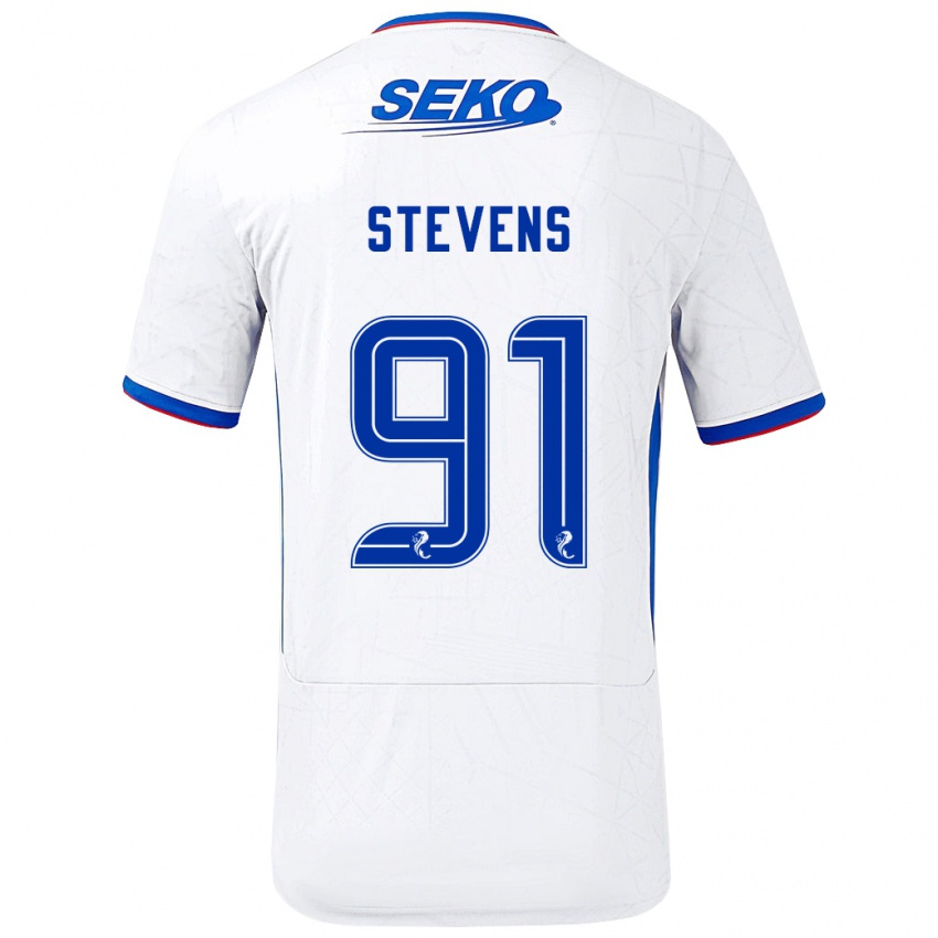 Niño Camiseta Archie Stevens #91 Blanco Azul 2ª Equipación 2024/25 La Camisa Perú