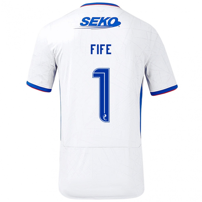 Niño Camiseta Jenna Fife #1 Blanco Azul 2ª Equipación 2024/25 La Camisa Perú