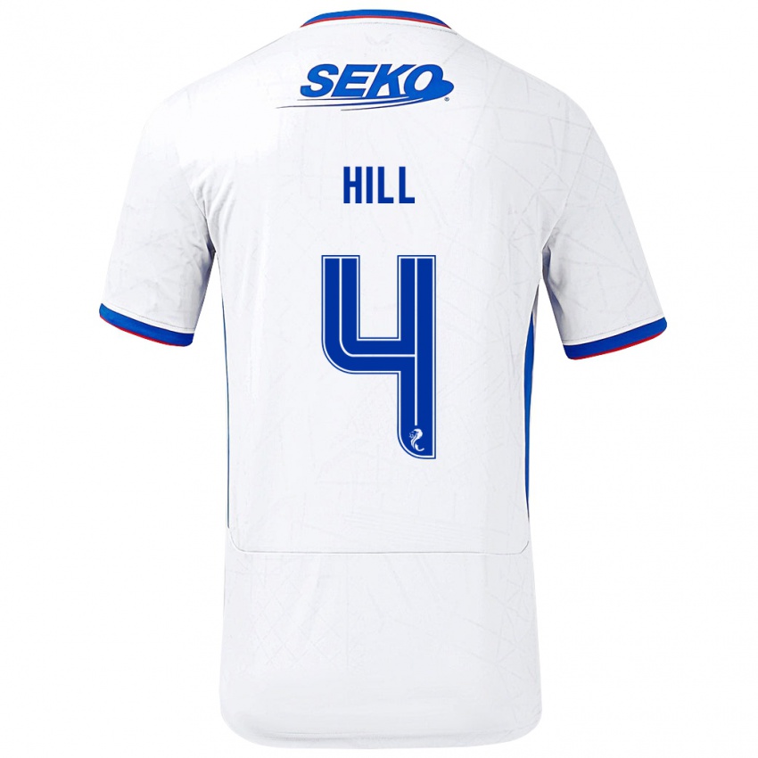 Niño Camiseta Kathryn Hill #4 Blanco Azul 2ª Equipación 2024/25 La Camisa Perú