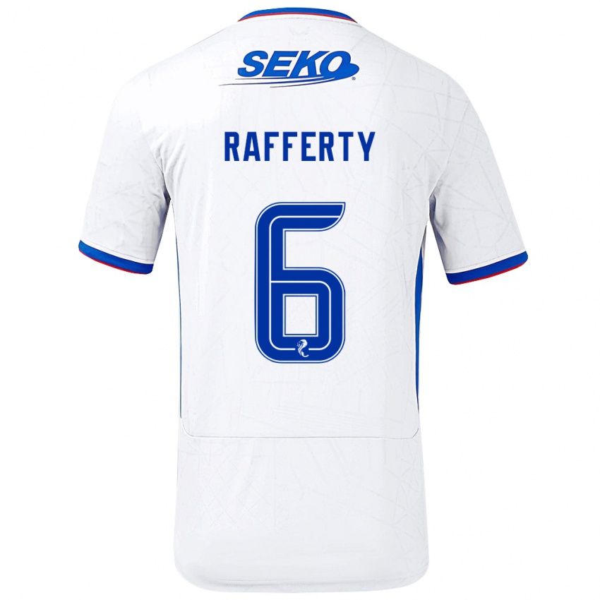 Niño Camiseta Laura Rafferty #6 Blanco Azul 2ª Equipación 2024/25 La Camisa Perú