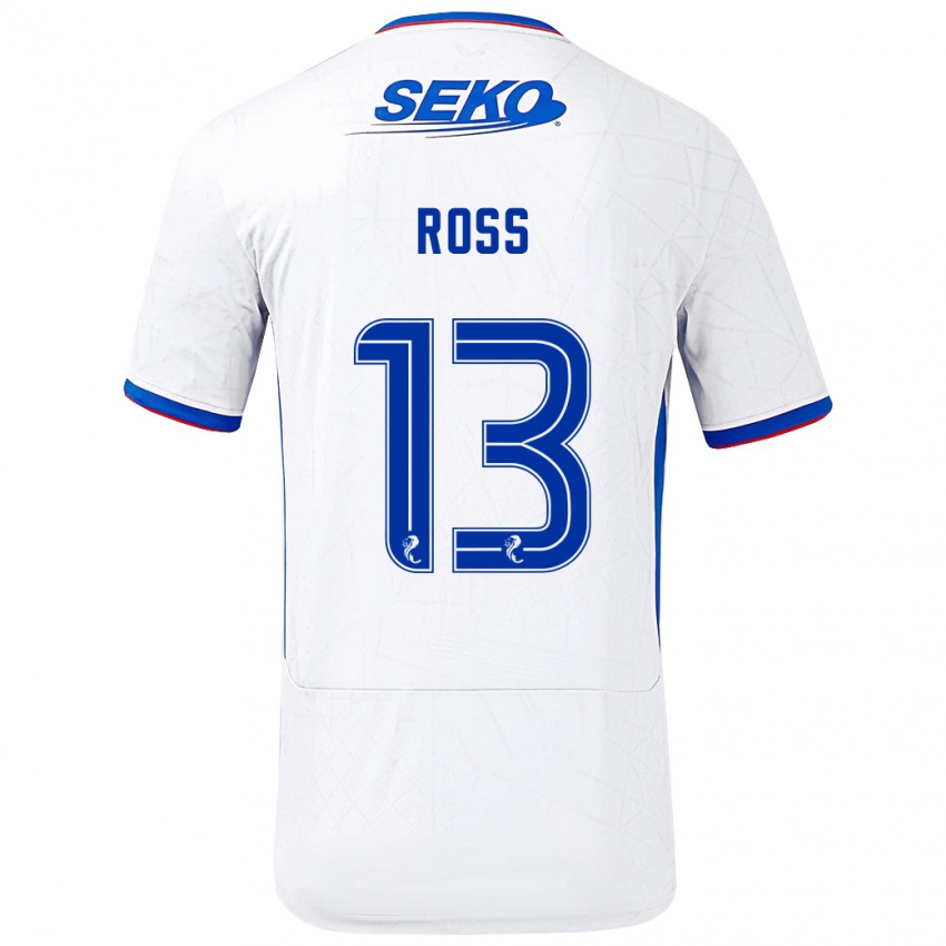 Niño Camiseta Jane Ross #13 Blanco Azul 2ª Equipación 2024/25 La Camisa Perú