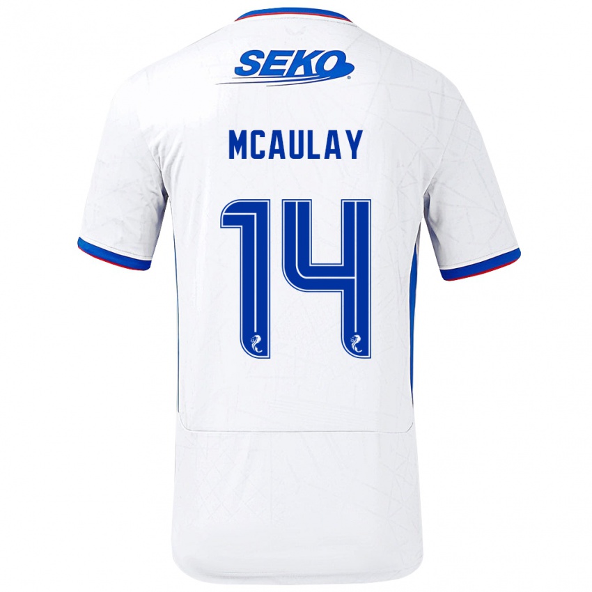 Niño Camiseta Mia Mcaulay #14 Blanco Azul 2ª Equipación 2024/25 La Camisa Perú