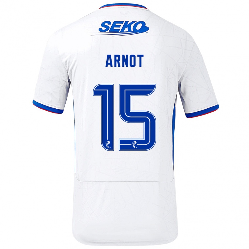 Niño Camiseta Elizabeth Arnot #15 Blanco Azul 2ª Equipación 2024/25 La Camisa Perú