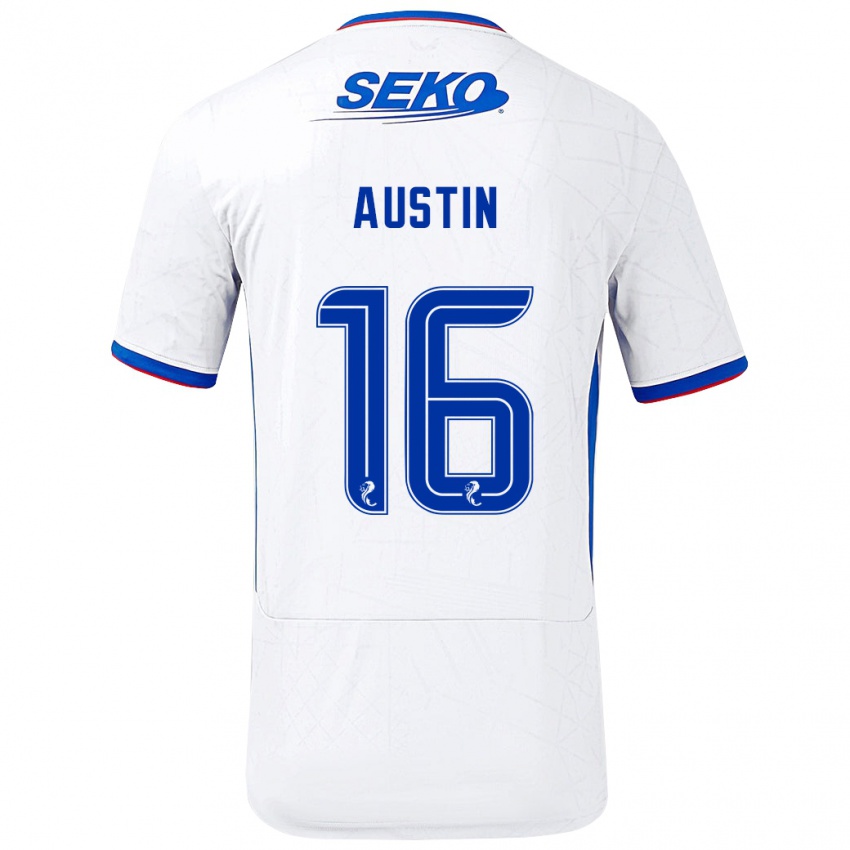 Niño Camiseta Eilidh Austin #16 Blanco Azul 2ª Equipación 2024/25 La Camisa Perú