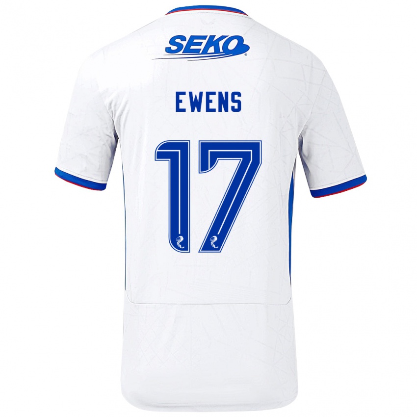 Niño Camiseta Sarah Ewens #17 Blanco Azul 2ª Equipación 2024/25 La Camisa Perú