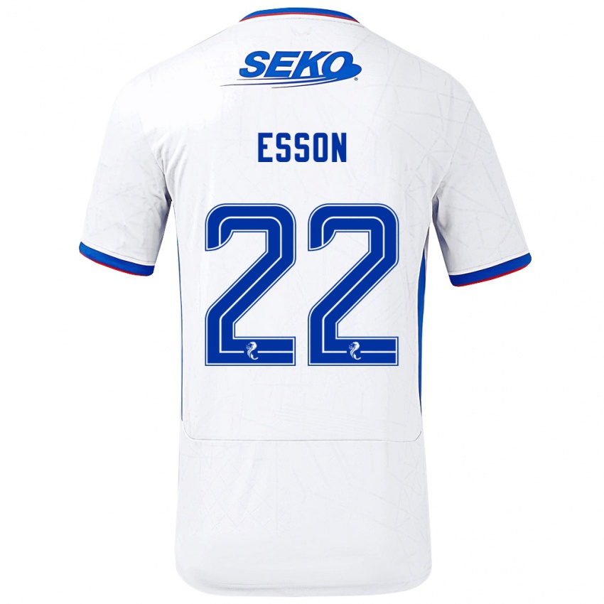 Niño Camiseta Victoria Esson #22 Blanco Azul 2ª Equipación 2024/25 La Camisa Perú