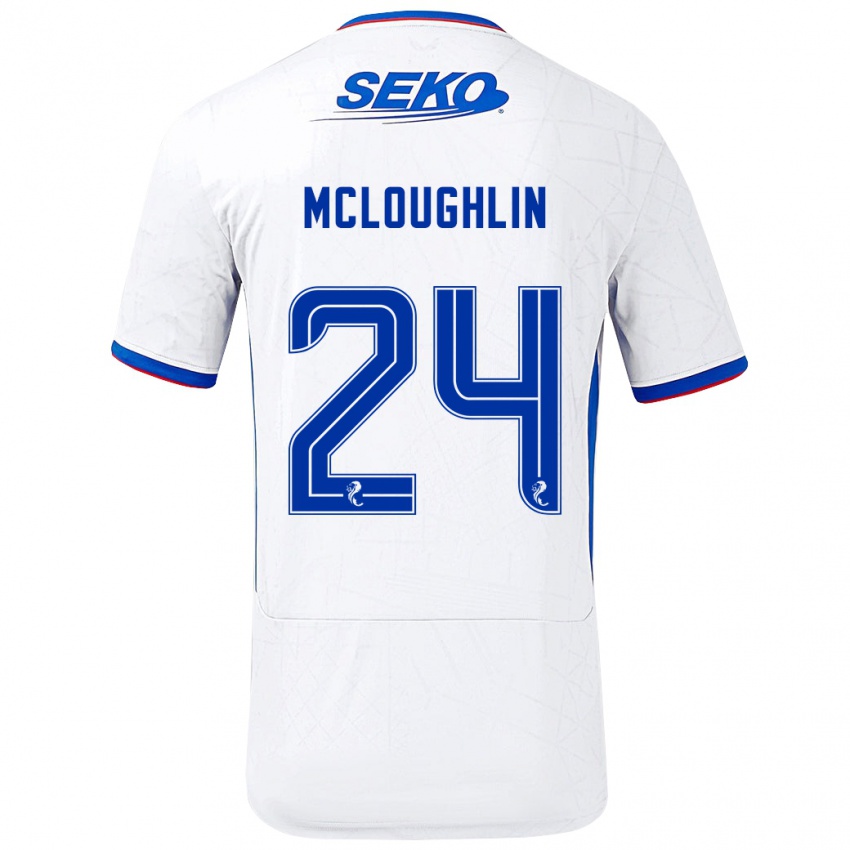 Niño Camiseta Olivia Mcloughlin #24 Blanco Azul 2ª Equipación 2024/25 La Camisa Perú