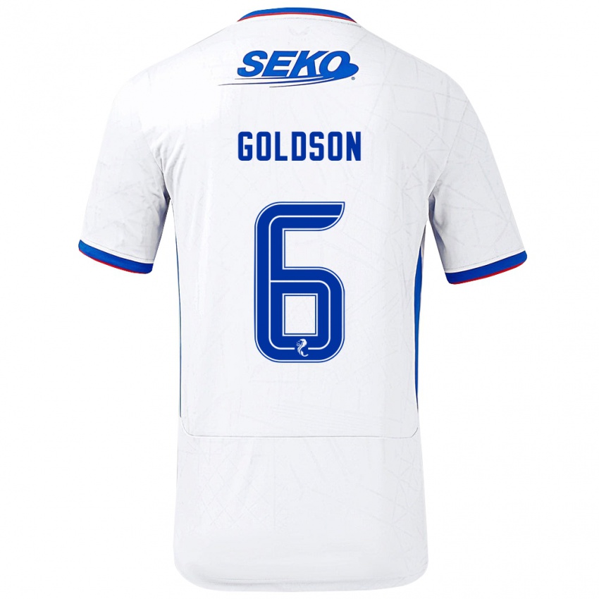 Niño Camiseta Connor Goldson #6 Blanco Azul 2ª Equipación 2024/25 La Camisa Perú