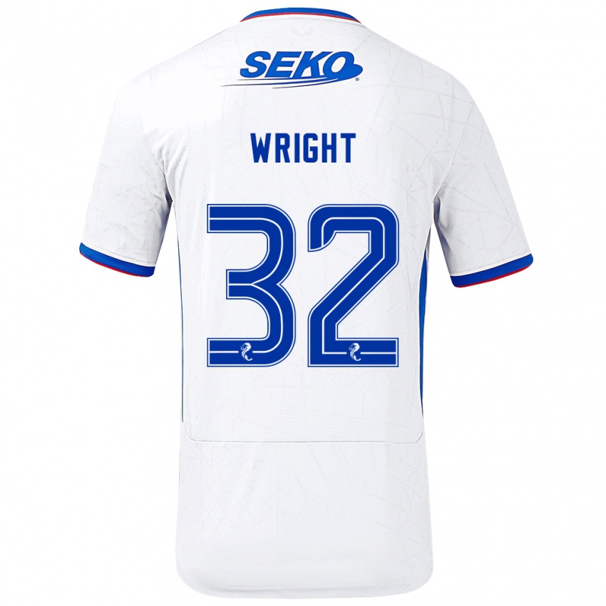 Niño Camiseta Kieran Wright #32 Blanco Azul 2ª Equipación 2024/25 La Camisa Perú