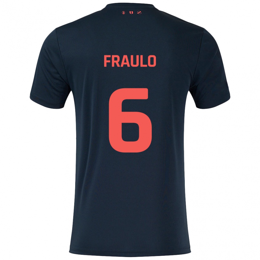 Niño Camiseta Oscar Fraulo #6 Negro Rojo 2ª Equipación 2024/25 La Camisa Perú