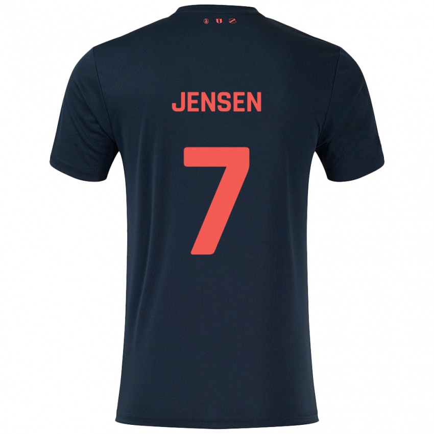 Niño Camiseta Victor Jensen #7 Negro Rojo 2ª Equipación 2024/25 La Camisa Perú