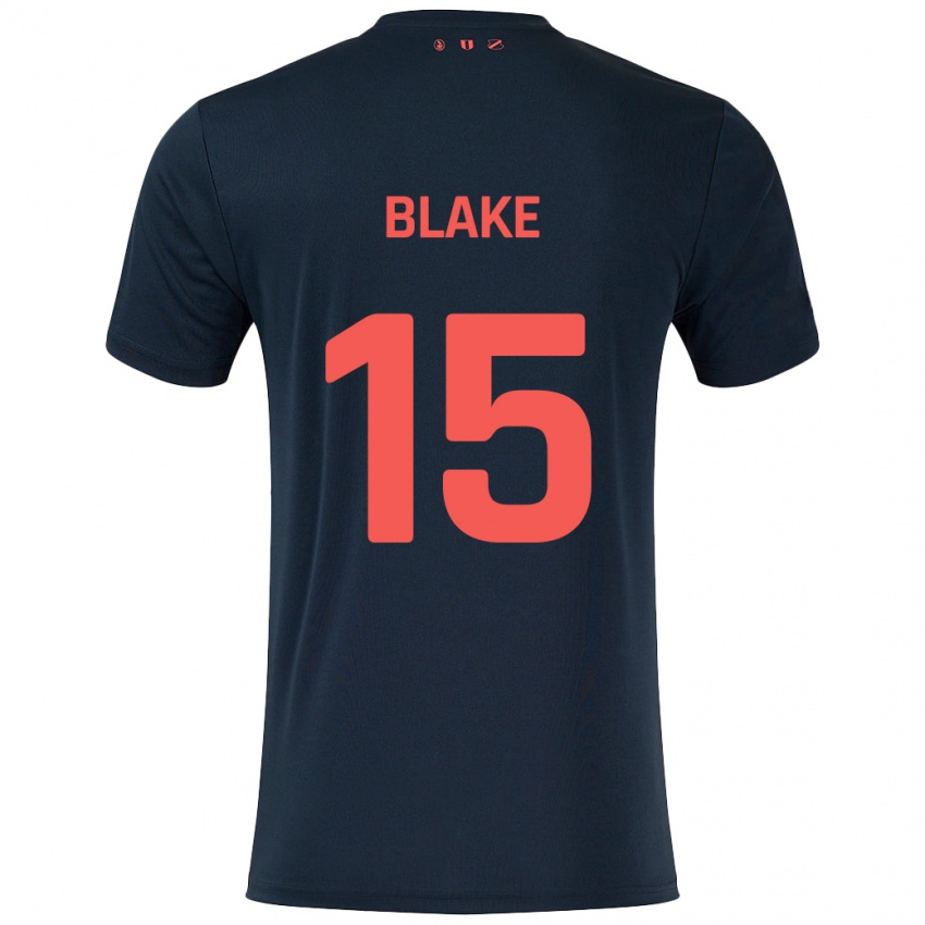 Niño Camiseta Adrian Blake #15 Negro Rojo 2ª Equipación 2024/25 La Camisa Perú