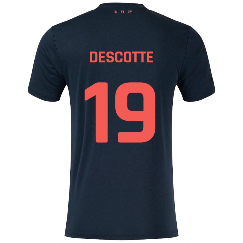 Niño Camiseta Anthony Descotte #19 Negro Rojo 2ª Equipación 2024/25 La Camisa Perú