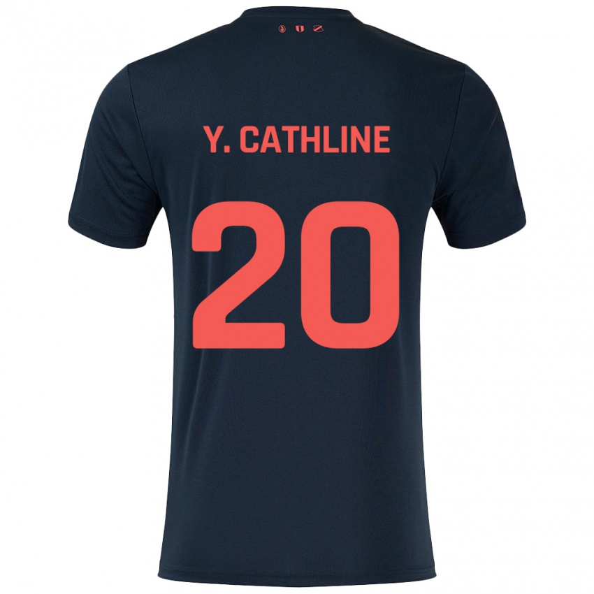 Niño Camiseta Yoann Cathline #20 Negro Rojo 2ª Equipación 2024/25 La Camisa Perú