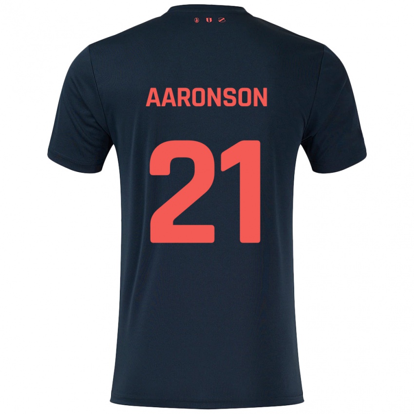 Niño Camiseta Paxten Aaronson #21 Negro Rojo 2ª Equipación 2024/25 La Camisa Perú