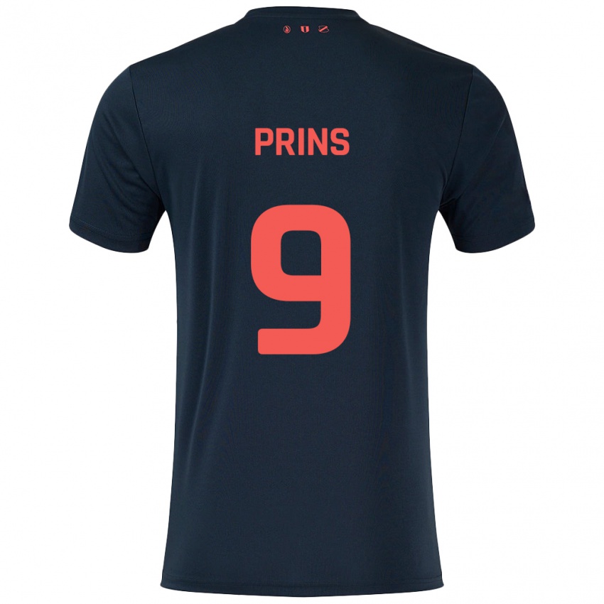 Niño Camiseta Femke Prins #9 Negro Rojo 2ª Equipación 2024/25 La Camisa Perú