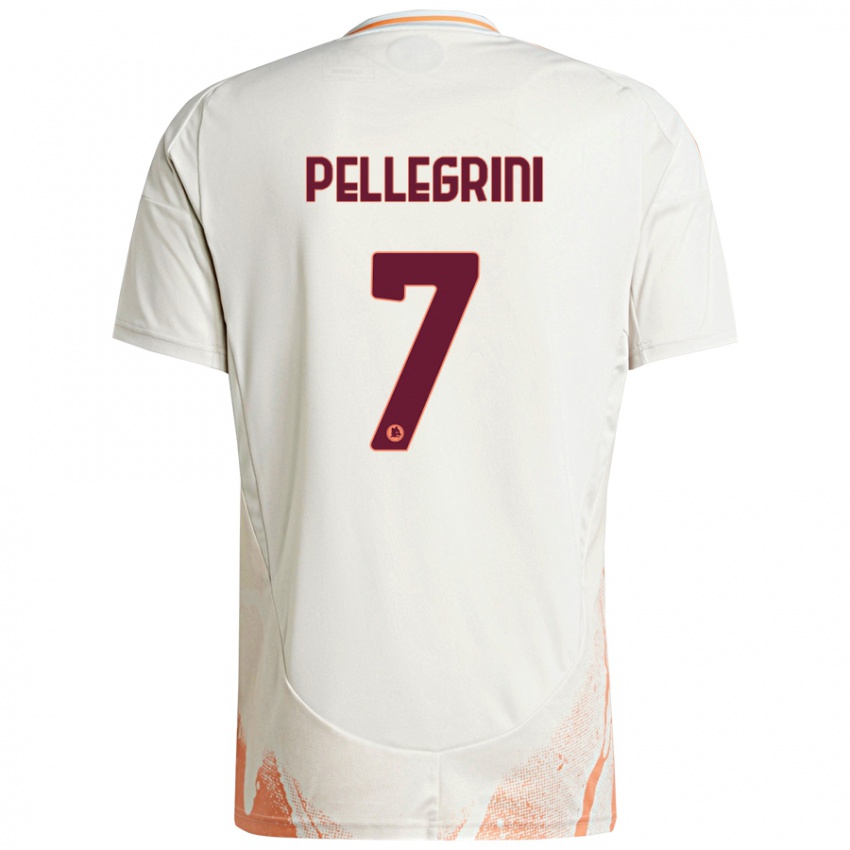 Niño Camiseta Lorenzo Pellegrini #7 Crema Blanco Naranja 2ª Equipación 2024/25 La Camisa Perú