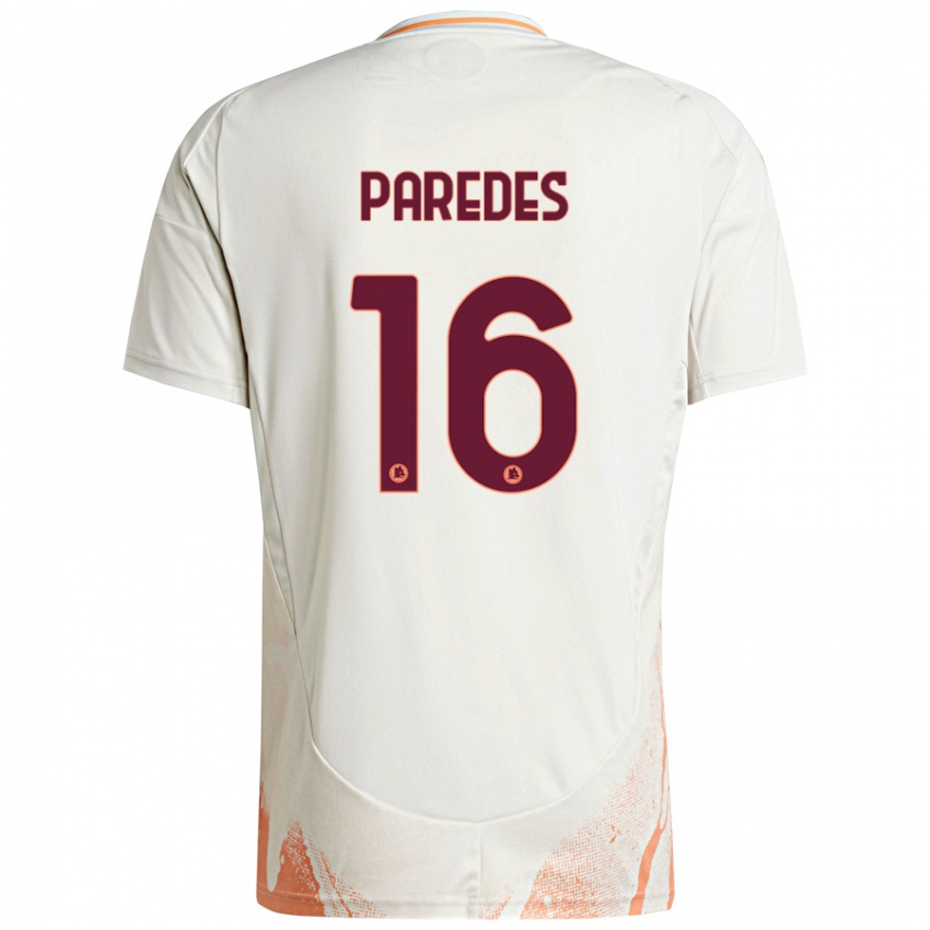 Niño Camiseta Leandro Paredes #16 Crema Blanco Naranja 2ª Equipación 2024/25 La Camisa Perú