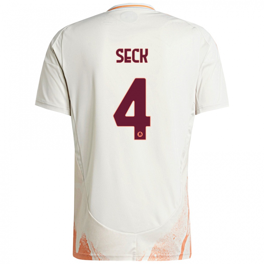 Niño Camiseta Mohamed Seck #4 Crema Blanco Naranja 2ª Equipación 2024/25 La Camisa Perú