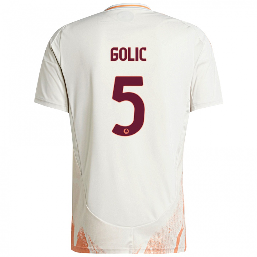 Niño Camiseta Lovro Golic #5 Crema Blanco Naranja 2ª Equipación 2024/25 La Camisa Perú