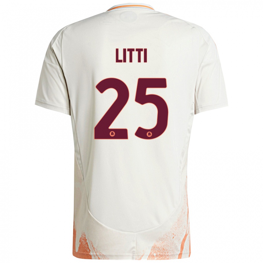 Niño Camiseta Marco Litti #25 Crema Blanco Naranja 2ª Equipación 2024/25 La Camisa Perú