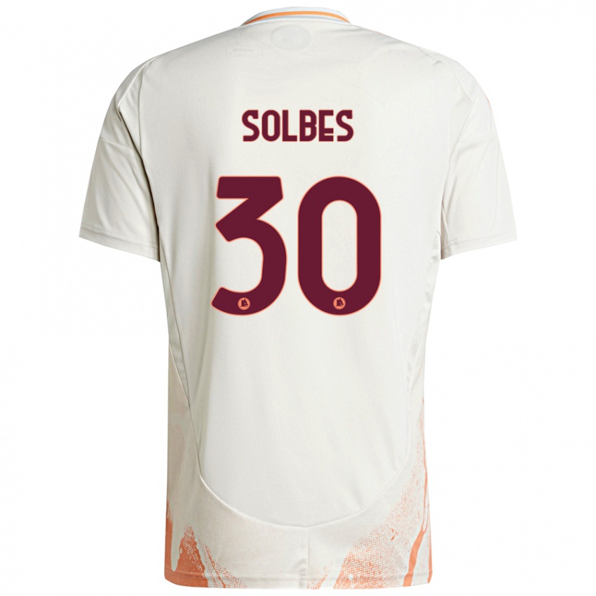 Niño Camiseta Ricardo Solbes #30 Crema Blanco Naranja 2ª Equipación 2024/25 La Camisa Perú