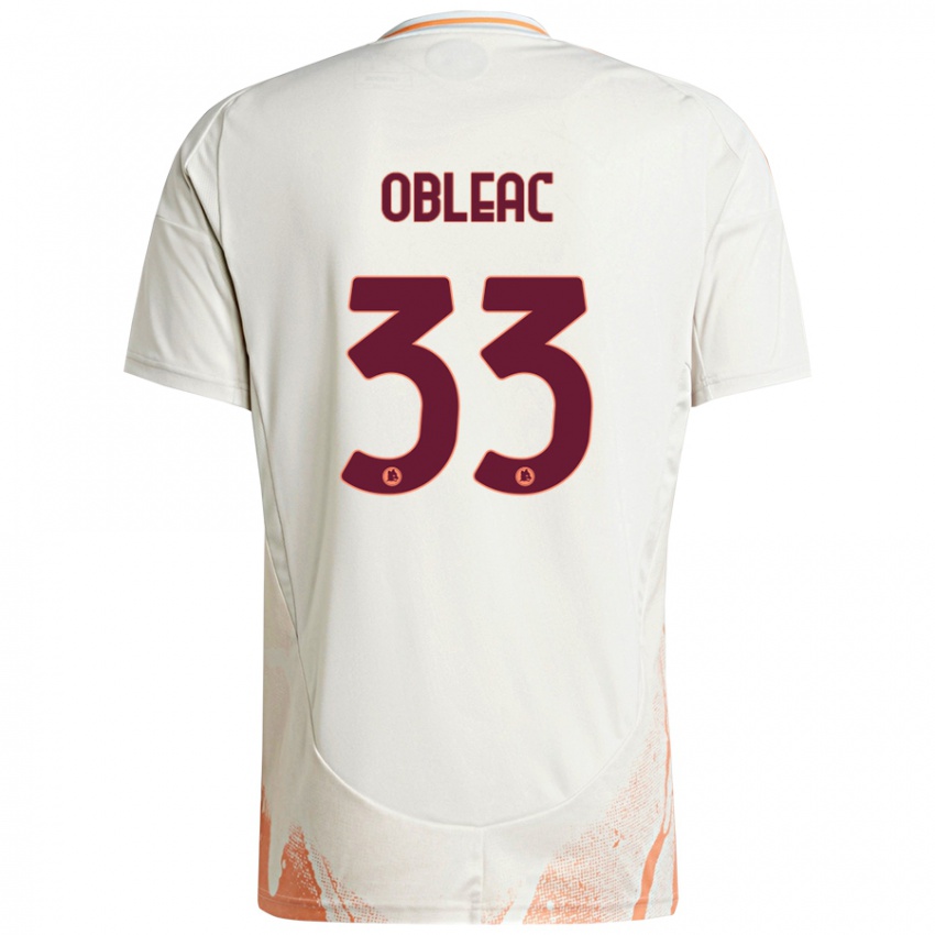 Niño Camiseta Matteo Obleac #33 Crema Blanco Naranja 2ª Equipación 2024/25 La Camisa Perú