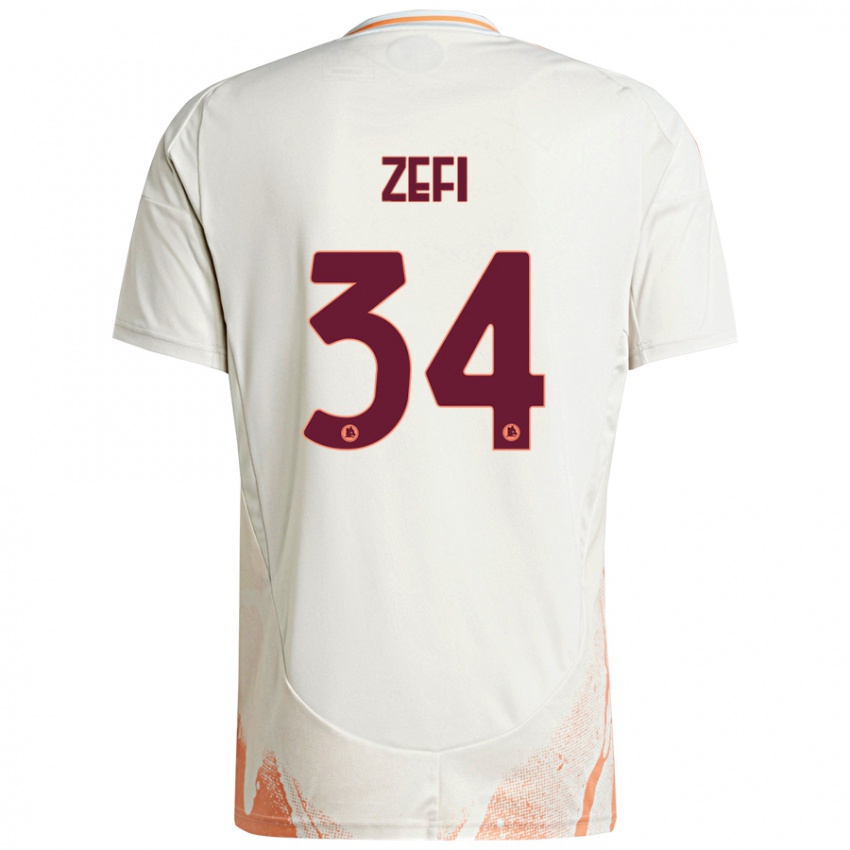 Niño Camiseta Kevin Zefi #34 Crema Blanco Naranja 2ª Equipación 2024/25 La Camisa Perú