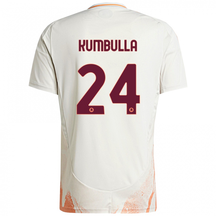 Niño Camiseta Marash Kumbulla #24 Crema Blanco Naranja 2ª Equipación 2024/25 La Camisa Perú