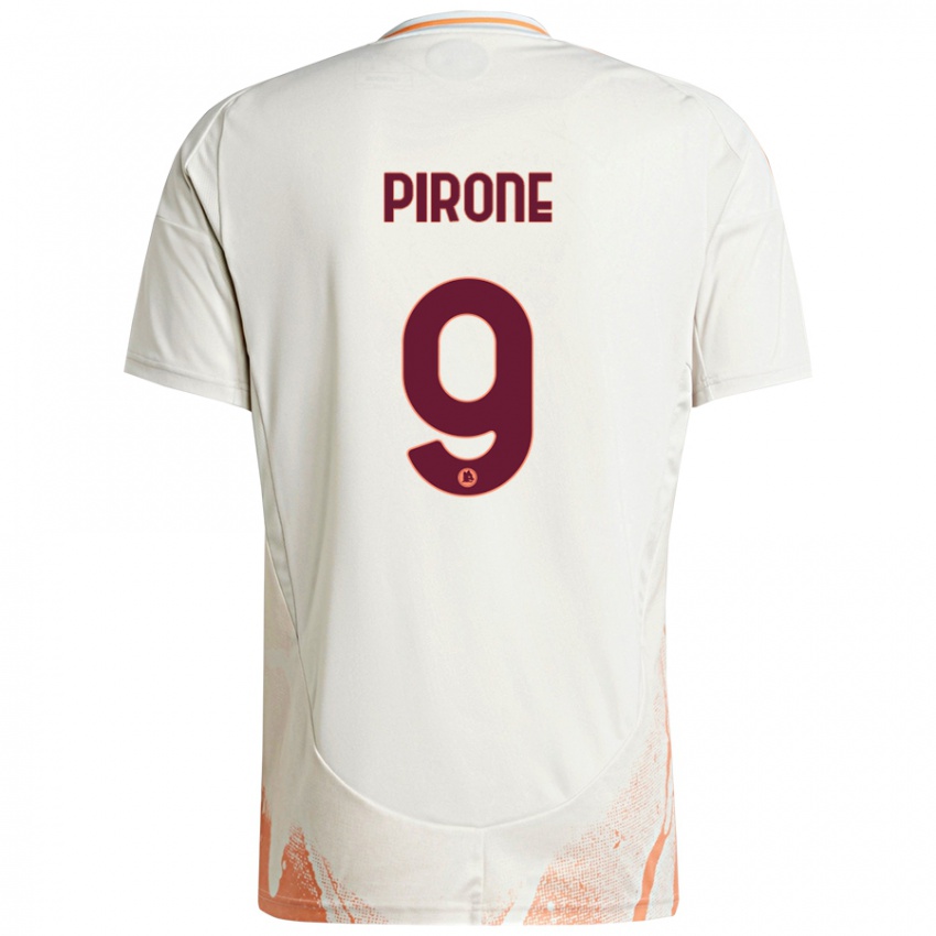 Niño Camiseta Valeria Pirone #9 Crema Blanco Naranja 2ª Equipación 2024/25 La Camisa Perú