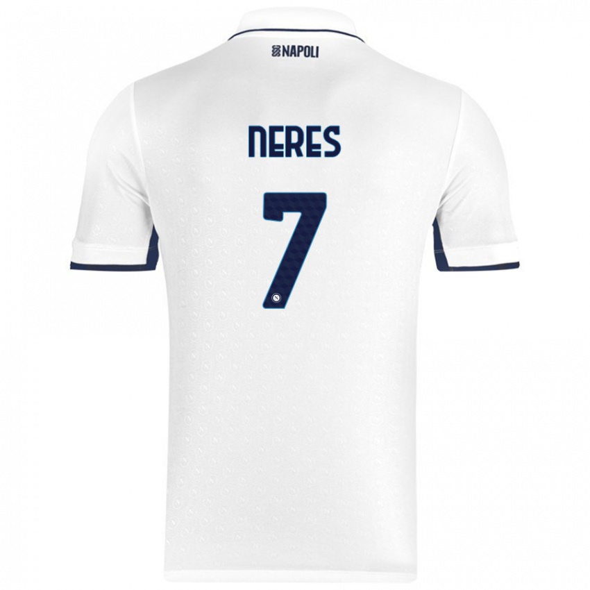 Niño Camiseta David Neres #7 Blanco Azul Real 2ª Equipación 2024/25 La Camisa Perú