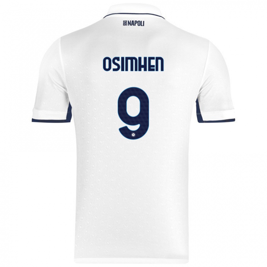 Niño Camiseta Victor Osimhen #9 Blanco Azul Real 2ª Equipación 2024/25 La Camisa Perú