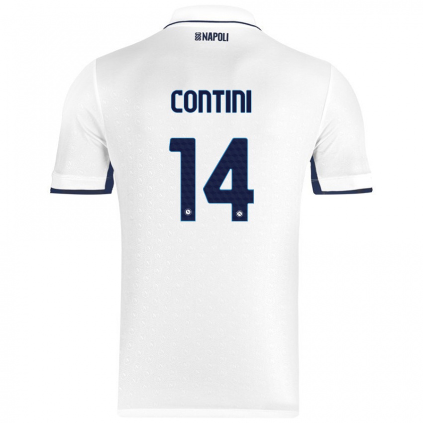 Niño Camiseta Nikita Contini #14 Blanco Azul Real 2ª Equipación 2024/25 La Camisa Perú