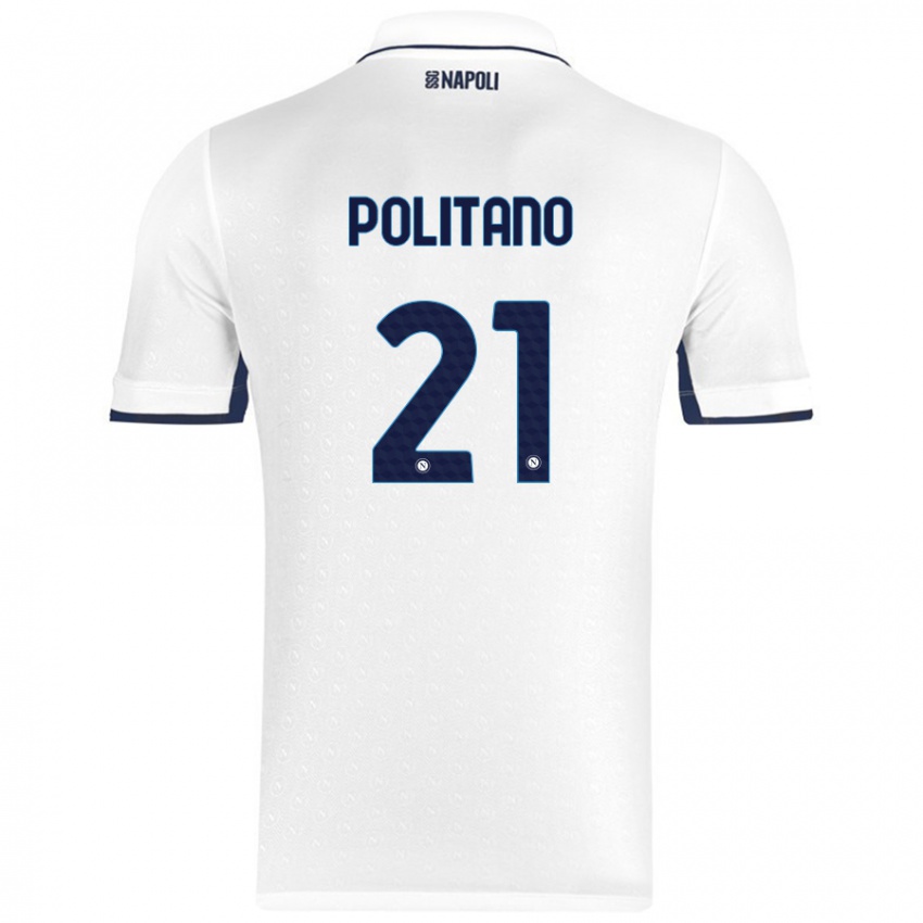 Niño Camiseta Matteo Politano #21 Blanco Azul Real 2ª Equipación 2024/25 La Camisa Perú