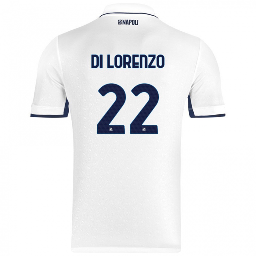 Niño Camiseta Giovanni Di Lorenzo #22 Blanco Azul Real 2ª Equipación 2024/25 La Camisa Perú