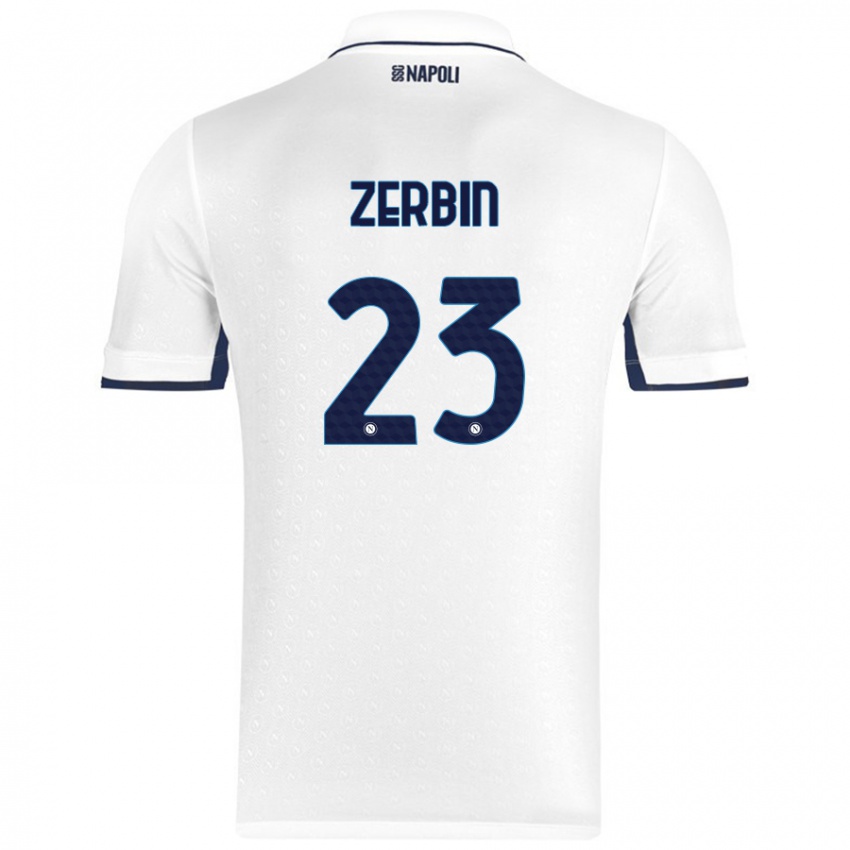 Niño Camiseta Alessio Zerbin #23 Blanco Azul Real 2ª Equipación 2024/25 La Camisa Perú