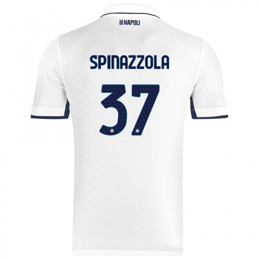 Niño Camiseta Leonardo Spinazzola #37 Blanco Azul Real 2ª Equipación 2024/25 La Camisa Perú