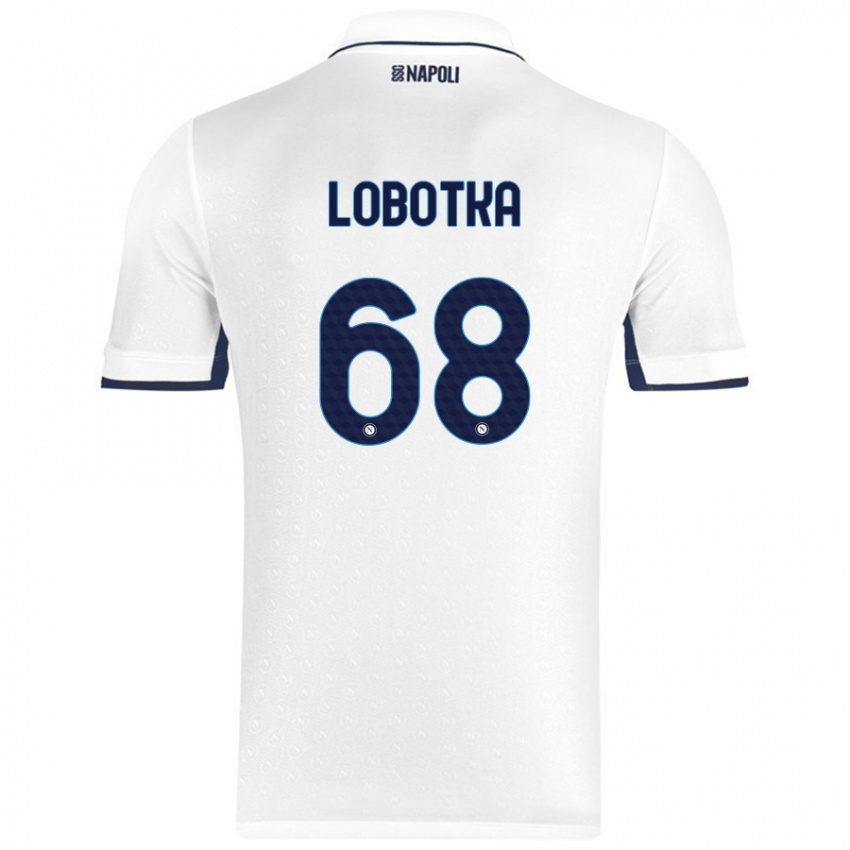 Niño Camiseta Stanislav Lobotka #68 Blanco Azul Real 2ª Equipación 2024/25 La Camisa Perú