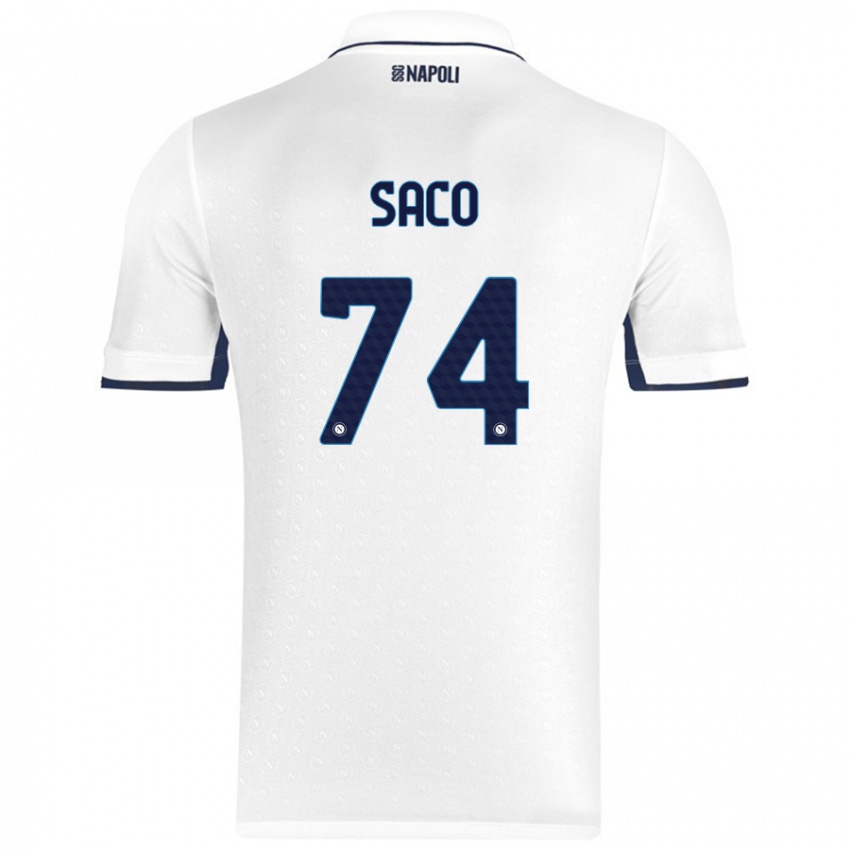 Niño Camiseta Coli Saco #74 Blanco Azul Real 2ª Equipación 2024/25 La Camisa Perú