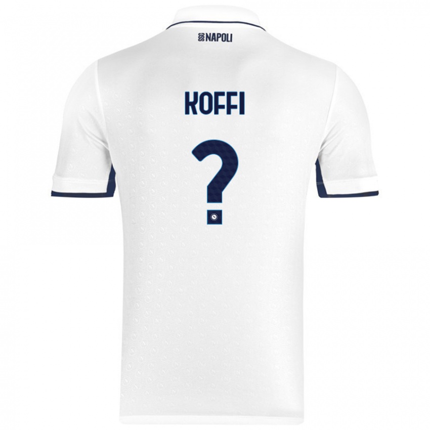 Niño Camiseta Cedrick Koffi #0 Blanco Azul Real 2ª Equipación 2024/25 La Camisa Perú