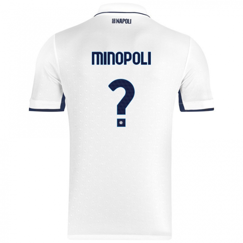 Niño Camiseta Francesco Minopoli #0 Blanco Azul Real 2ª Equipación 2024/25 La Camisa Perú