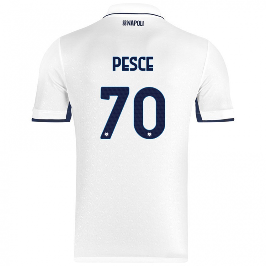 Niño Camiseta Antonio Pesce #70 Blanco Azul Real 2ª Equipación 2024/25 La Camisa Perú