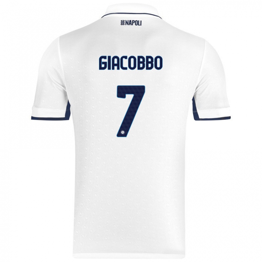 Niño Camiseta Giulia Giacobbo #7 Blanco Azul Real 2ª Equipación 2024/25 La Camisa Perú