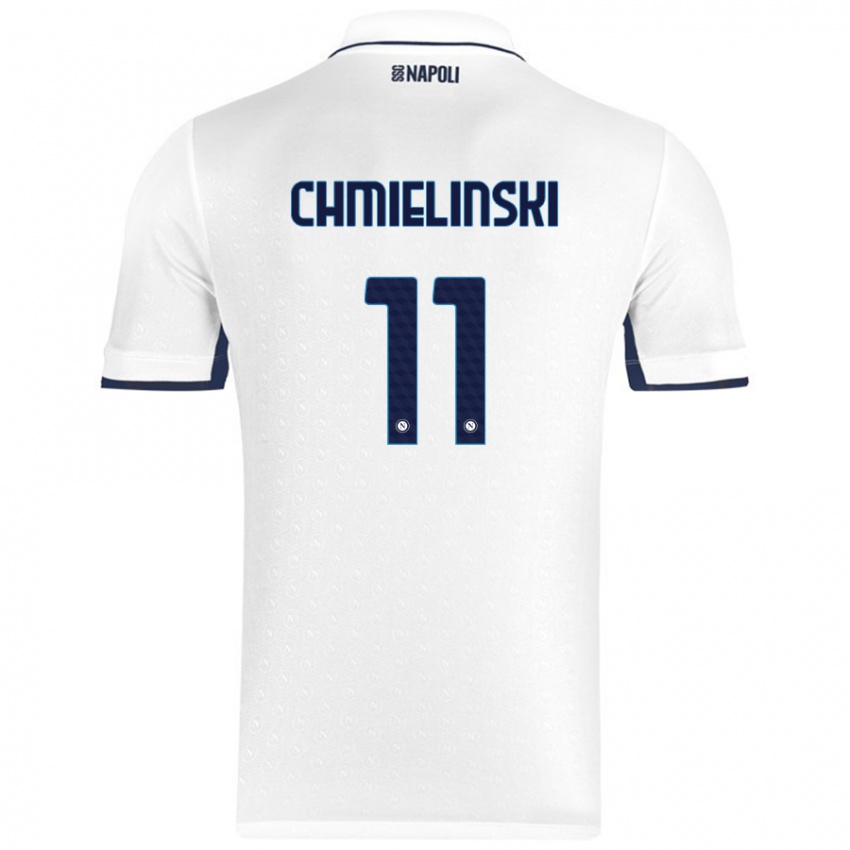 Niño Camiseta Gina Chmielinski #11 Blanco Azul Real 2ª Equipación 2024/25 La Camisa Perú