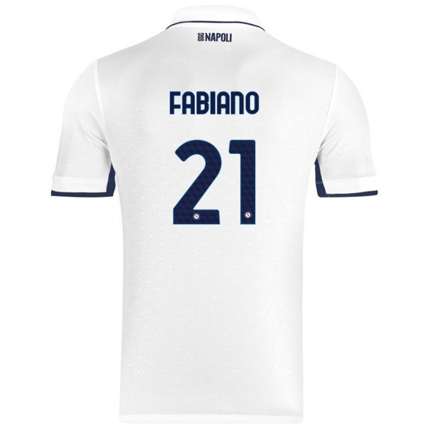 Niño Camiseta Francesca Fabiano #21 Blanco Azul Real 2ª Equipación 2024/25 La Camisa Perú